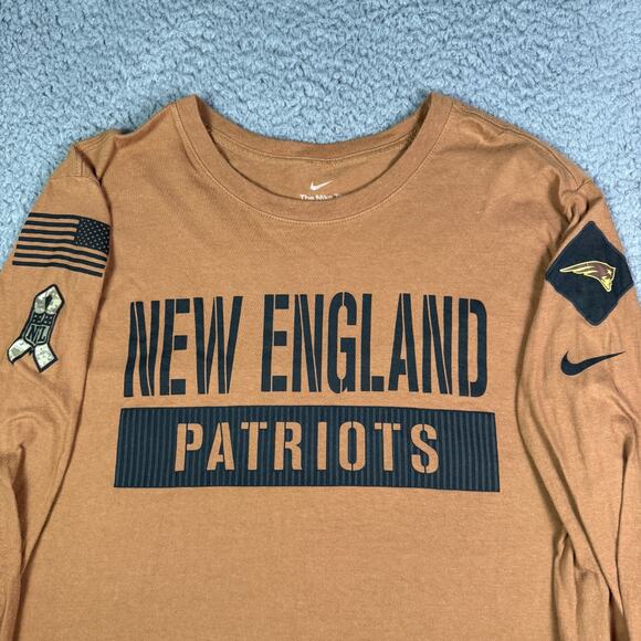 Nike New England Patriots Salute To Service Shirt Mens XL Brown Long Sleeve - Picture 1 of 8